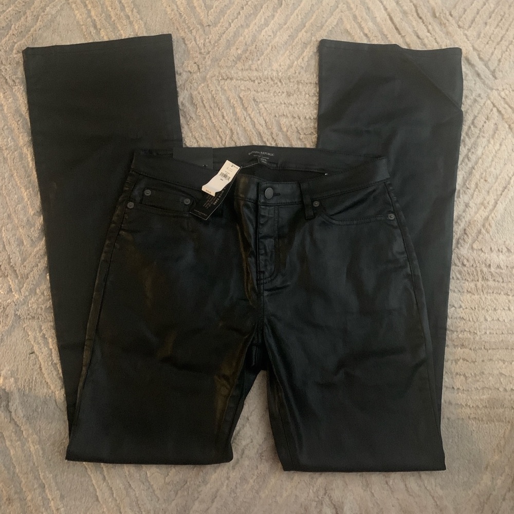 Banana Republic Black Boot Cut Faux-Leather Pants